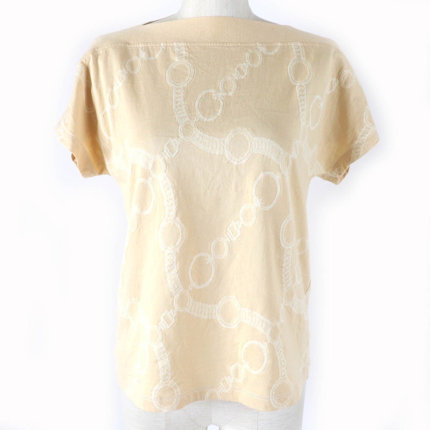 HERMES tops 2E4607DZ Main: 100% cotton beige Women 36 Used