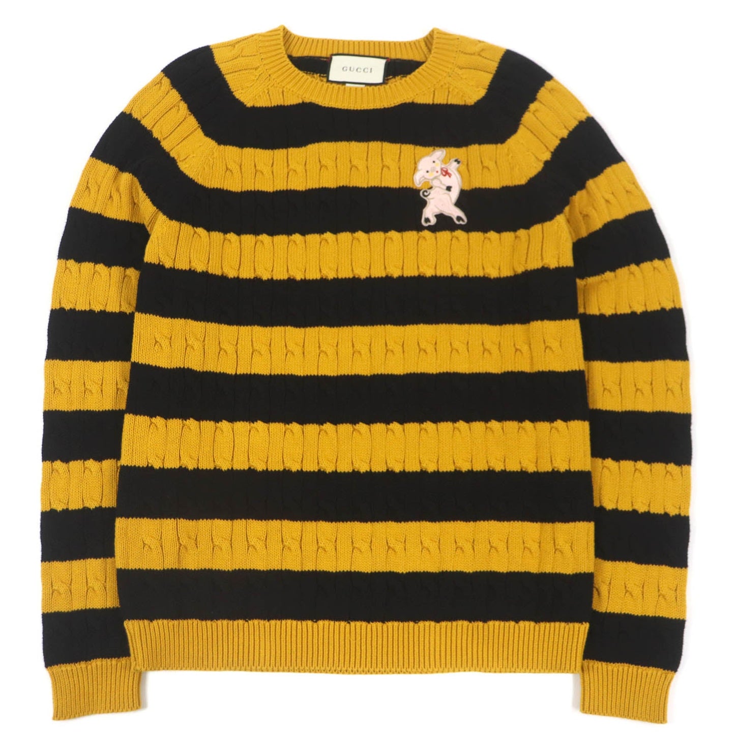 GUCCI sweater 545709 Main: 100% cotton, some: nylon, some: acrylic, some: polyester, some: wool Yellow black mens S Used