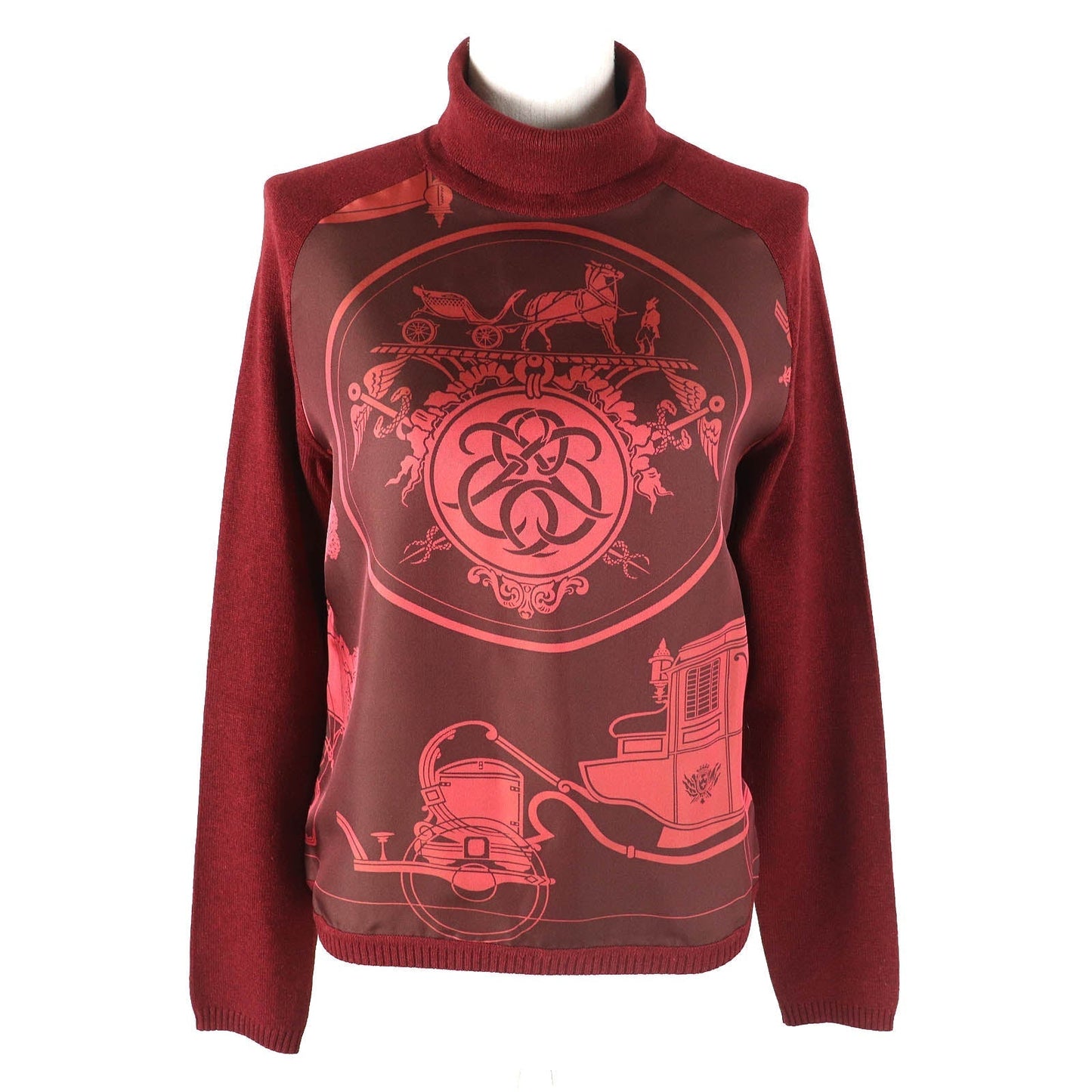 HERMES knit silk Red brown ME
