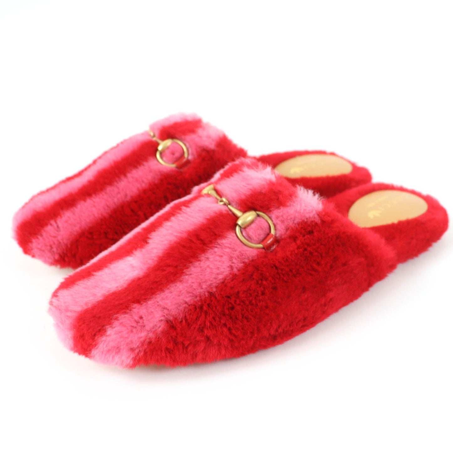 GUCCI Mule 722442 Fur, Leather Red Women 37 Used