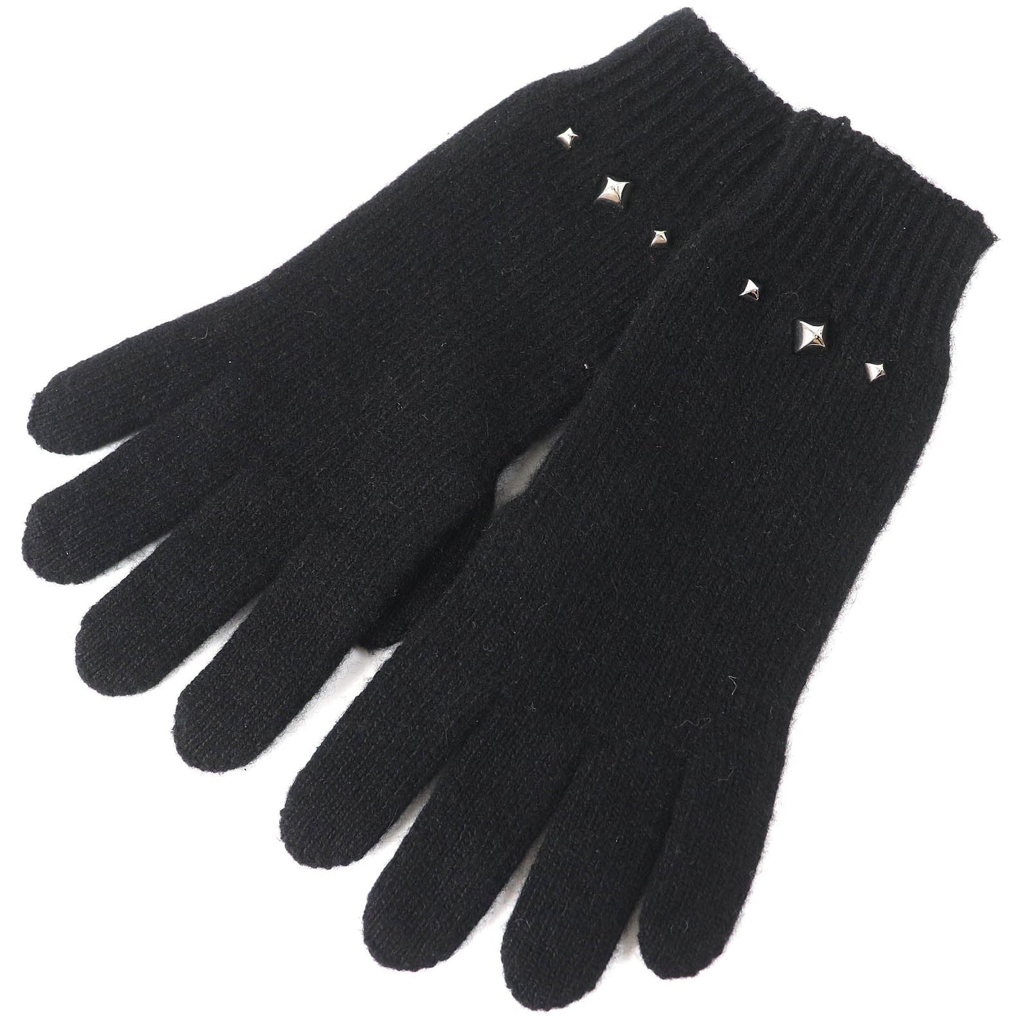 HERMES gloves Main: 98% cashmere, Main: 2% polyester black Darling Meador Women S Used