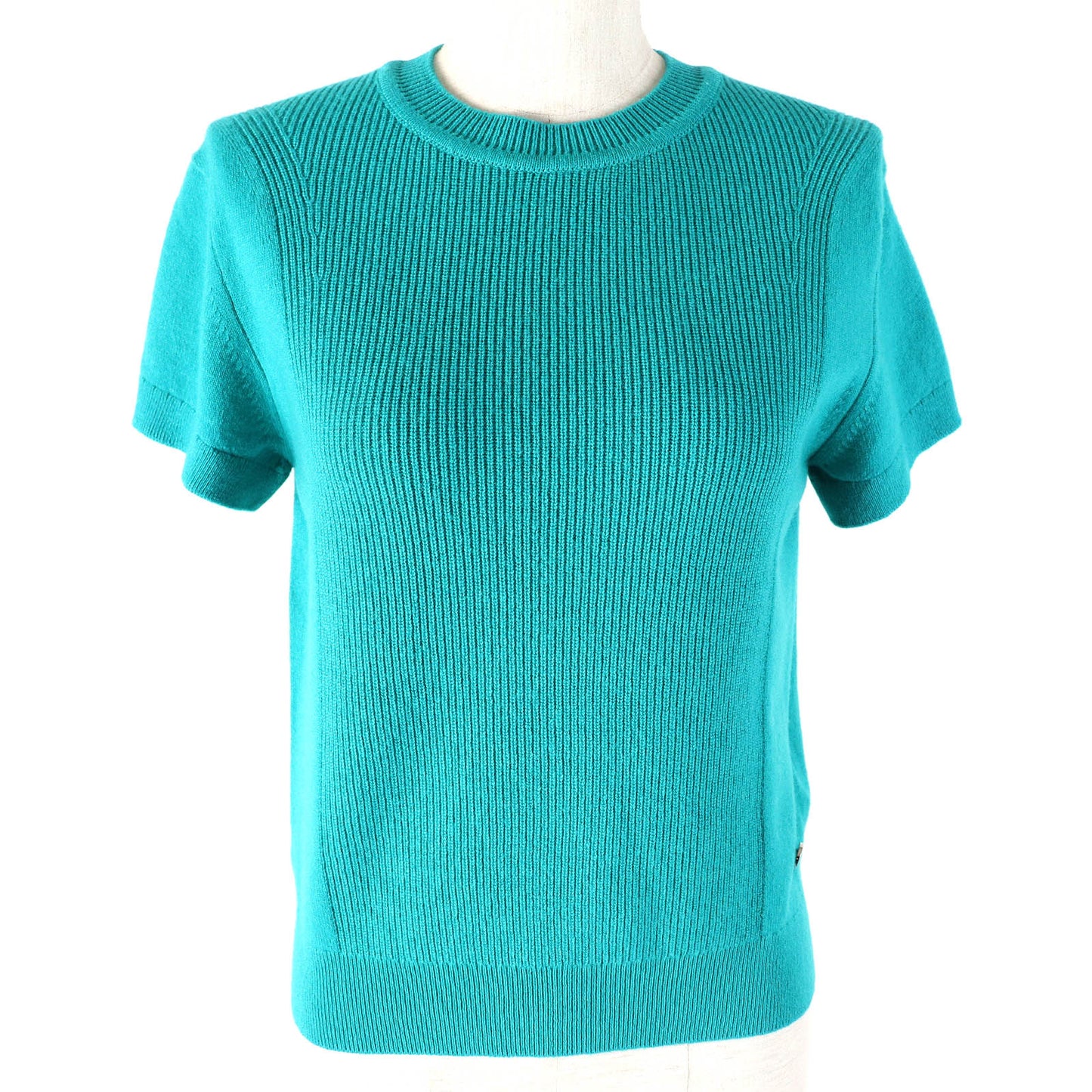 HERMES Short sleeve knit 4E2600D1 Main: 100% cashmere Emerald green Women 38 Used