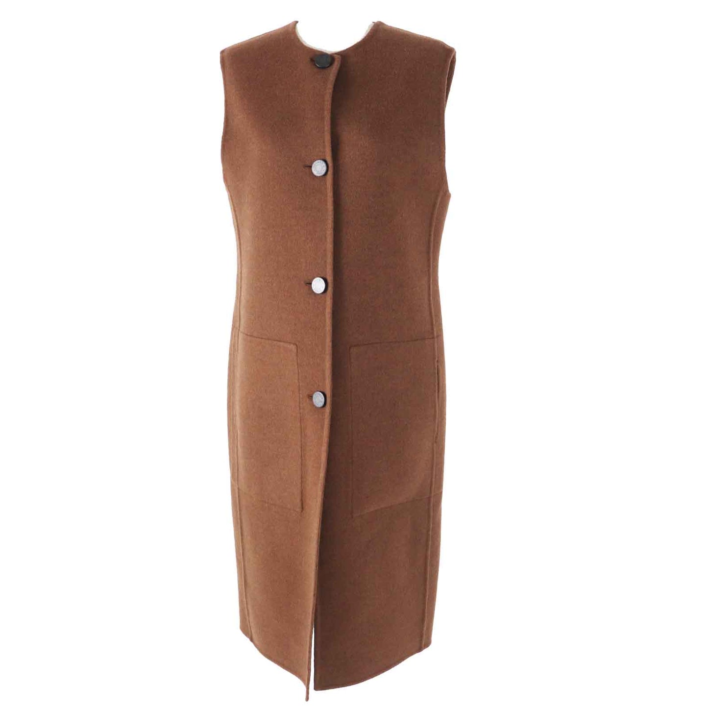 HERMES Best 3H0198DB Main: 100% cashmere Brown Women 38 Used