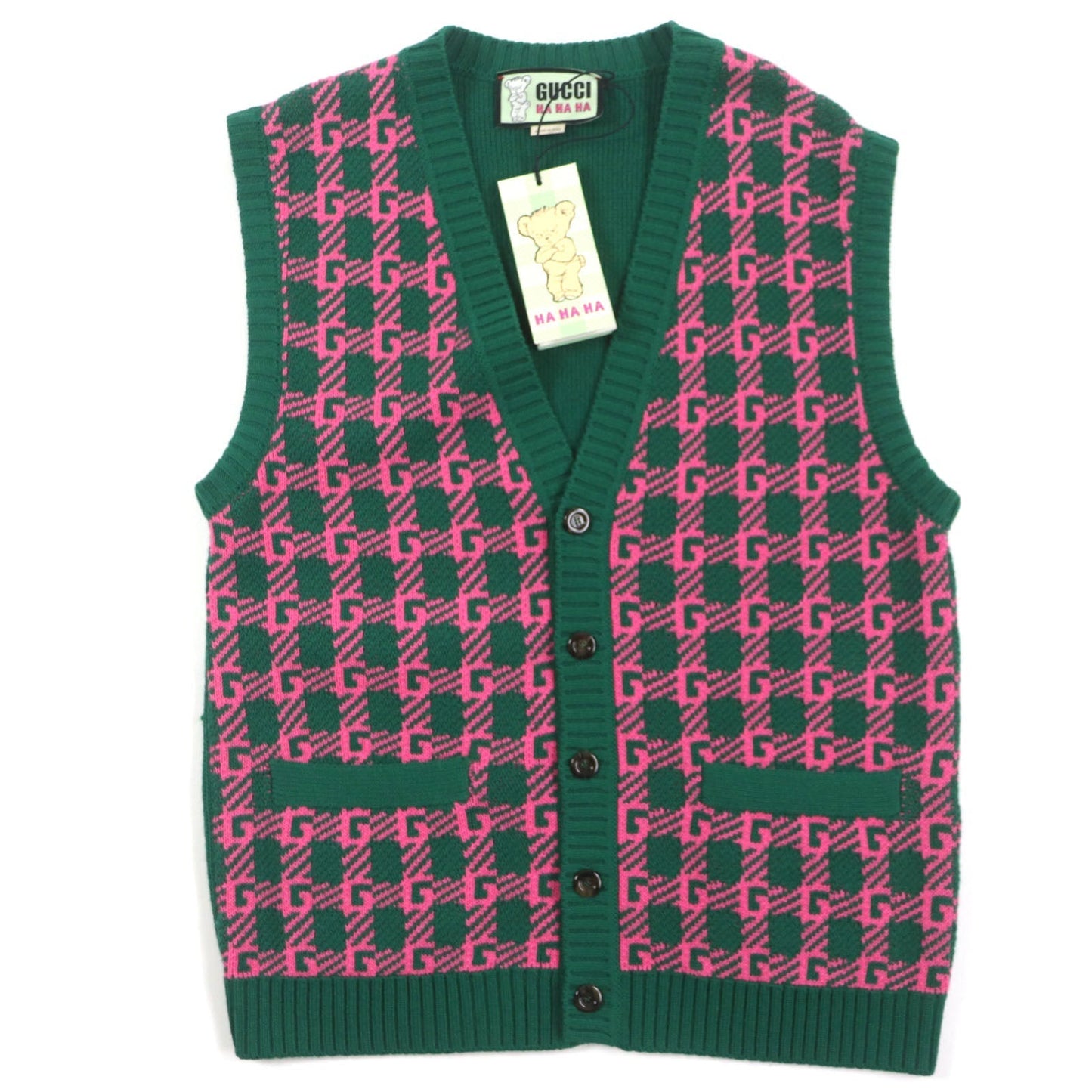 GUCCI Best 711573 Main: 71% wool, Main: 29% cotton, Outer: 100% wool Green pink HA HA HA mens M Used
