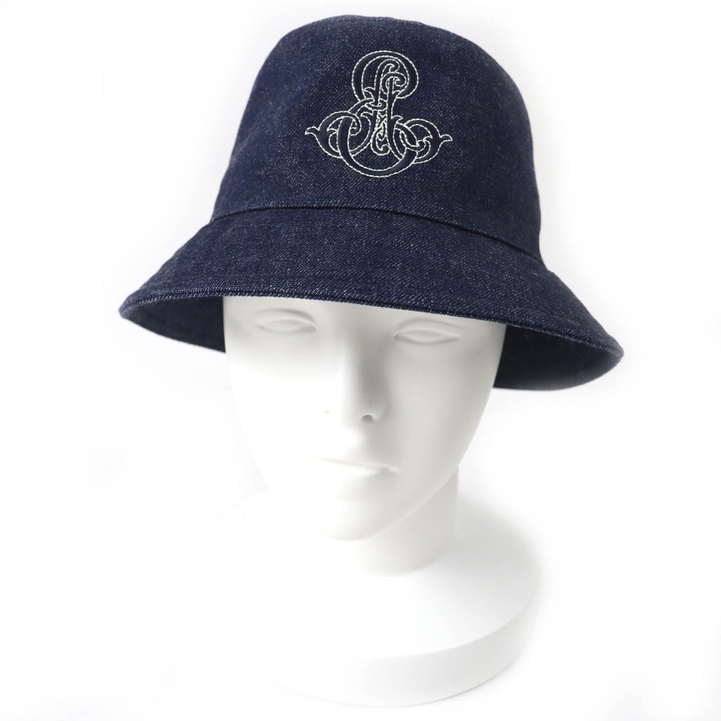 HERMES hat H241059N Outer: 100% cotton, Lining: 54% cotton, Lining: 46% silk, Part: 56% cotton, Part: 44% rayon Indigo blue Harper Emile Women 58 Used