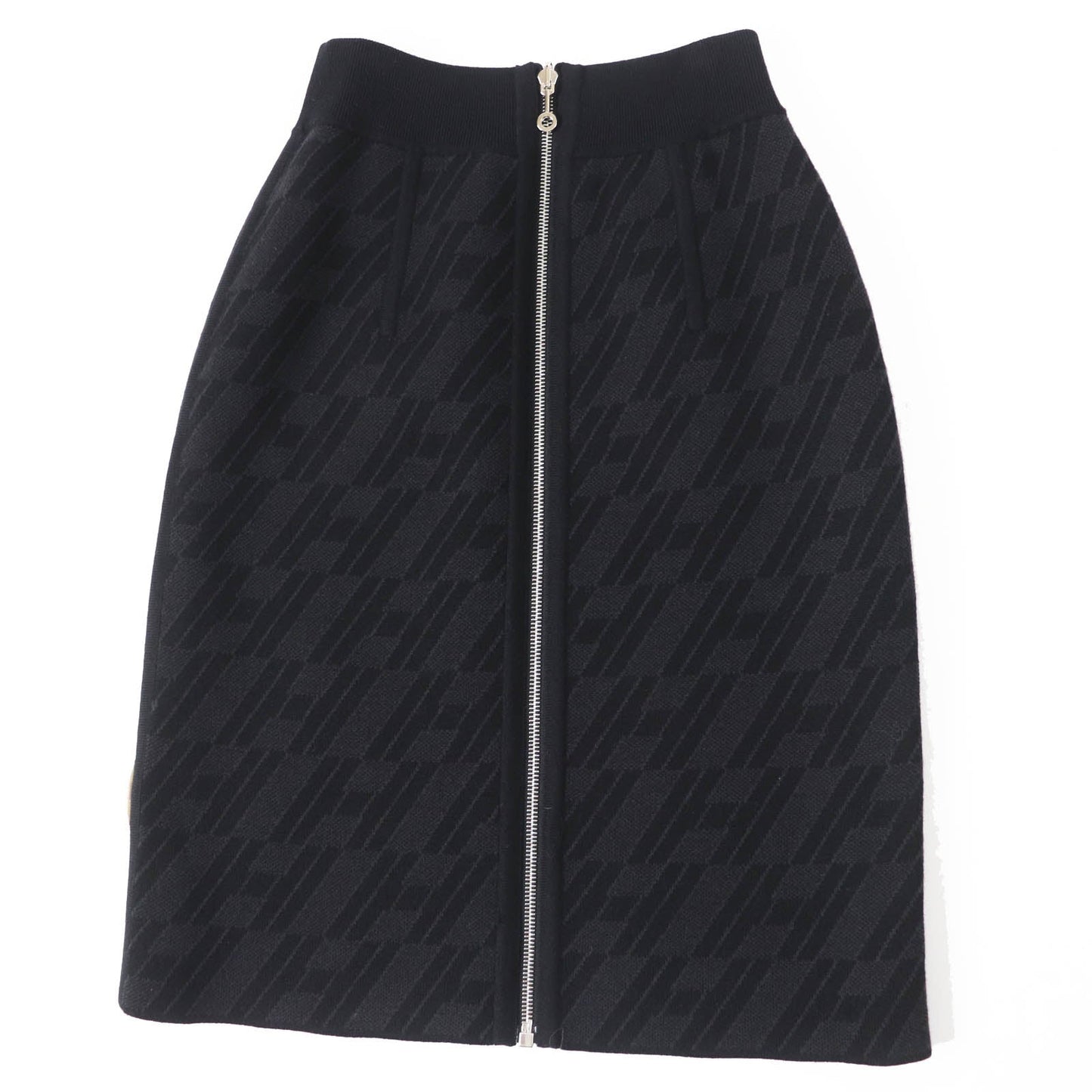 HERMES skirt 3H2300D2 Main: 88% wool, Main: 10% cashmere, Main: 2% polyurethane, Part: 84% wool, Part: 9% cashmere Black Grey Women 34 Used
