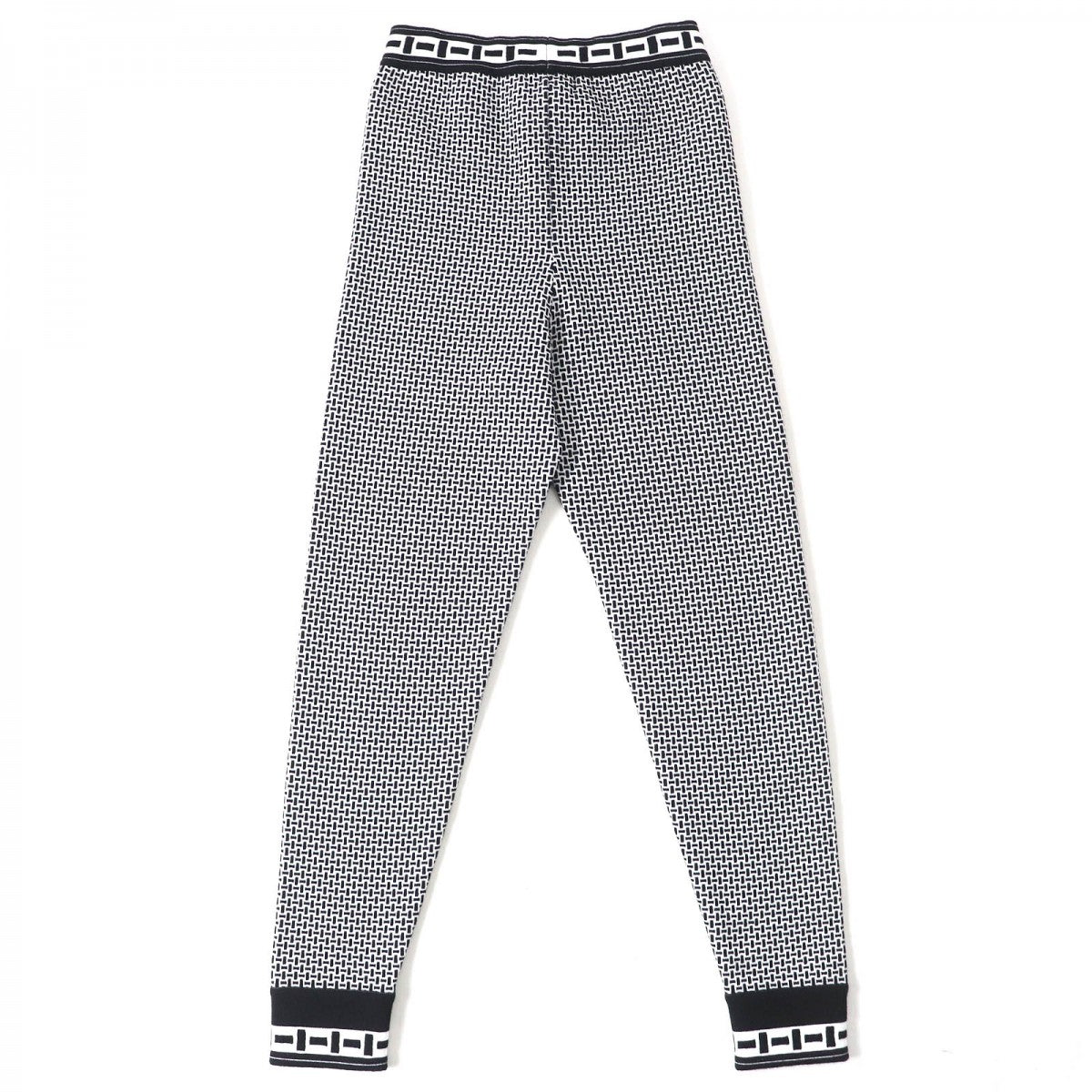 HERMES Pants 2H2405DD wool Black White 38