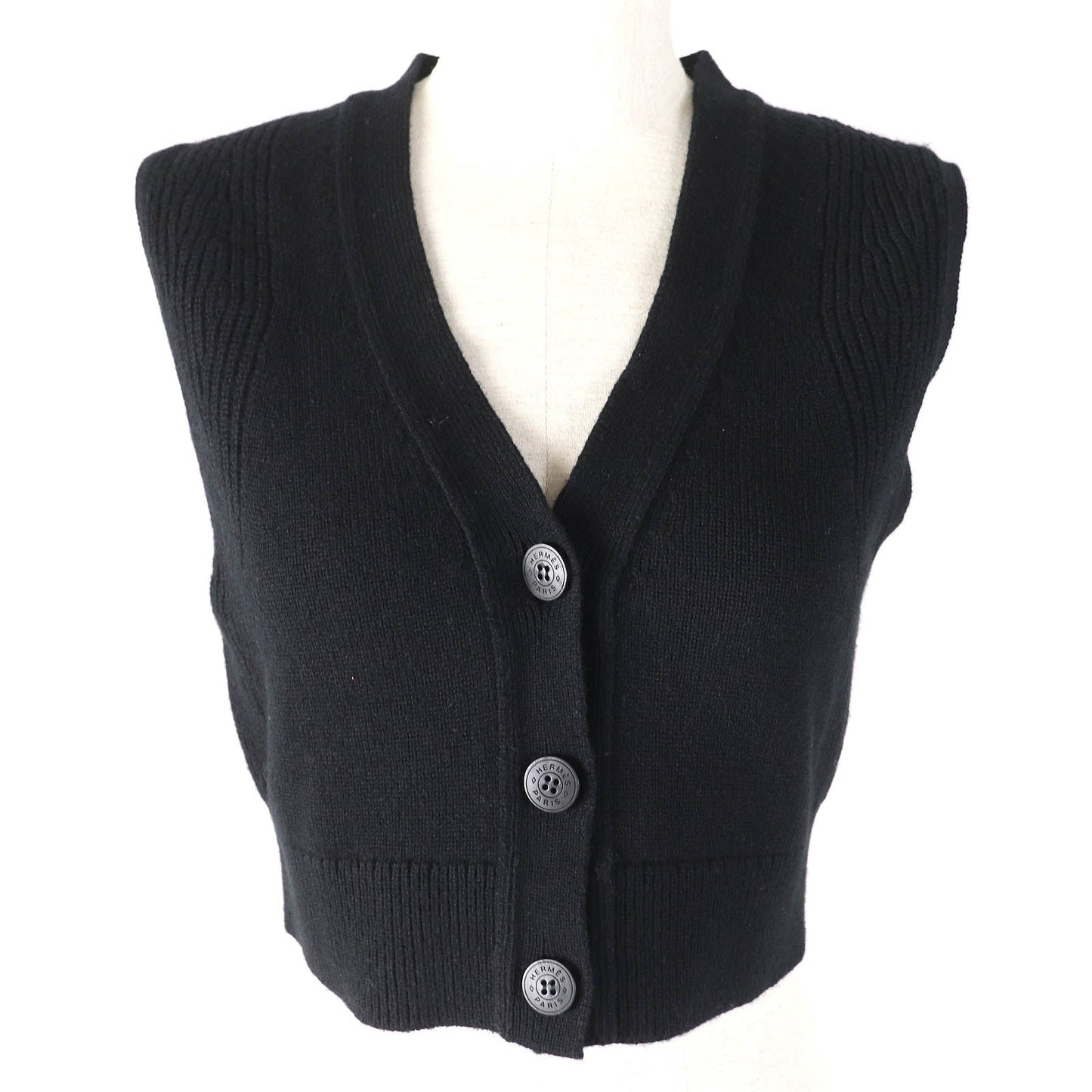 HERMES Best 4E2721D1 Main: 100% cashmere black Women 36 Used