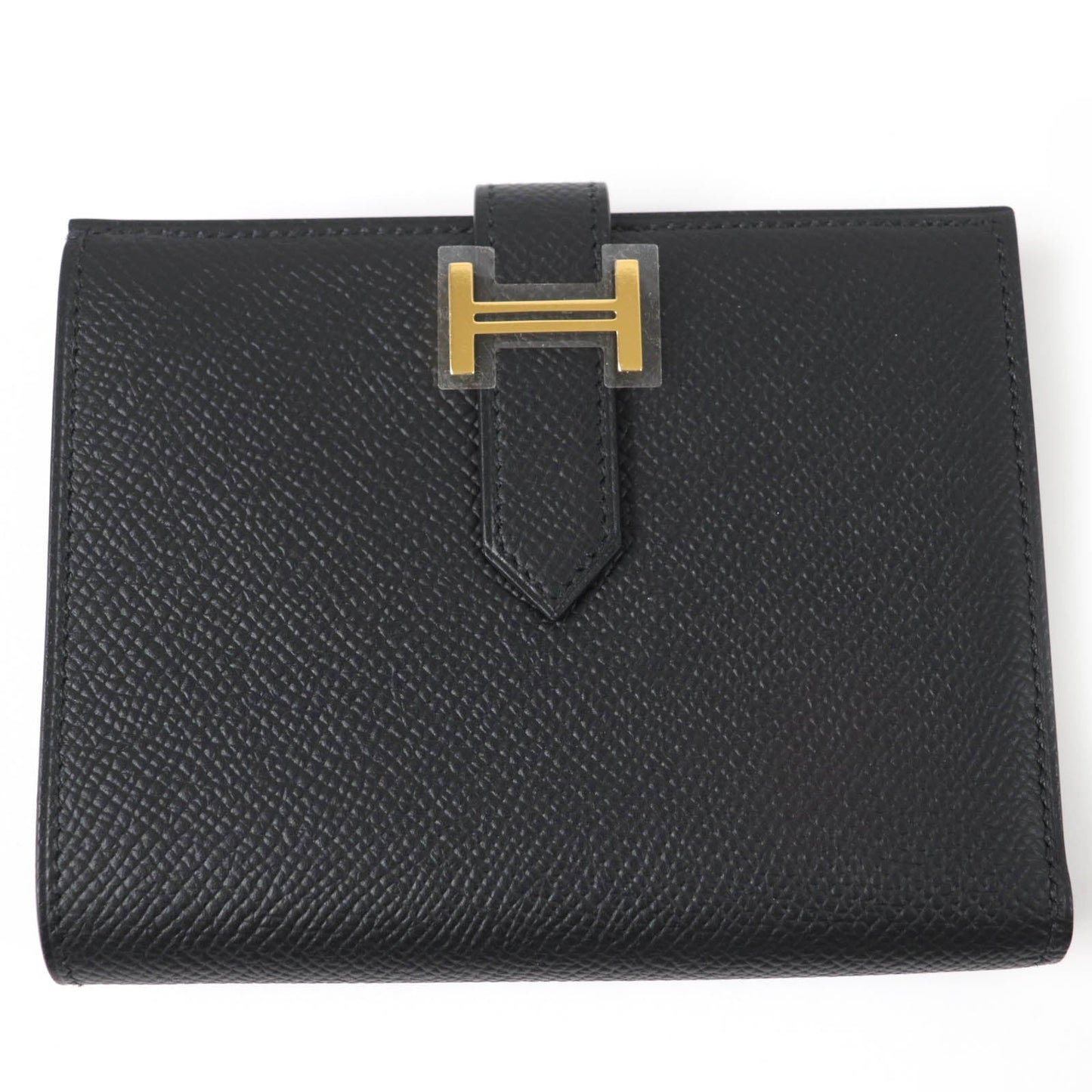HERMES Bifold Wallet Epsom black Bean compact