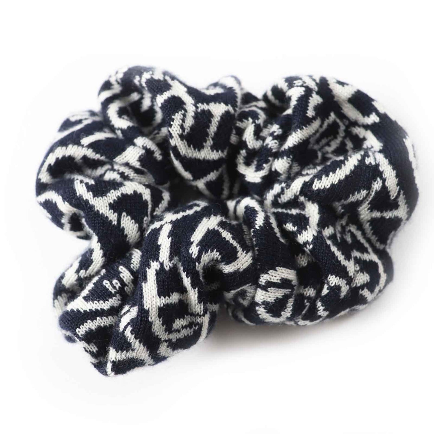 HERMES hair accessory Main: Cashmere, Main: Silk Navy white Claudia Women Used
