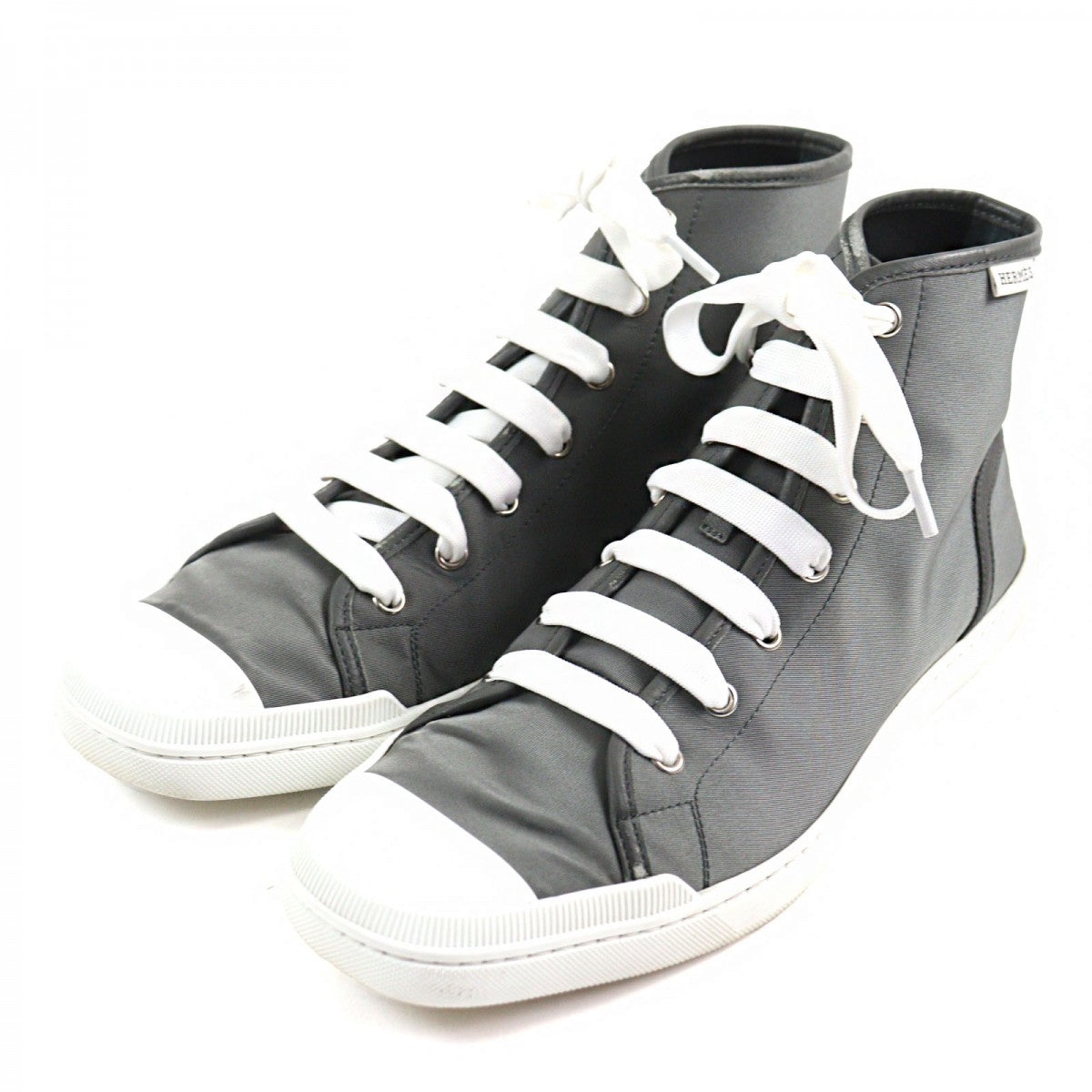 HERMES High cut sneakers Main: Nylon Gray white Express mens 42.5 Used