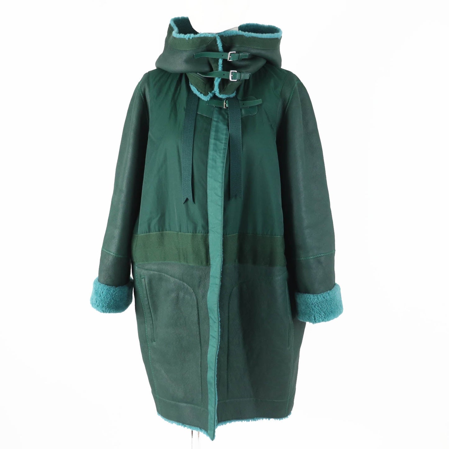 HERMES Mouton coat Main: Sheepskin, Part: 70% Nylon, Part: 30% Cotton, Part: 100% Cotton, Part: 65% Cotton green Women 34 Used