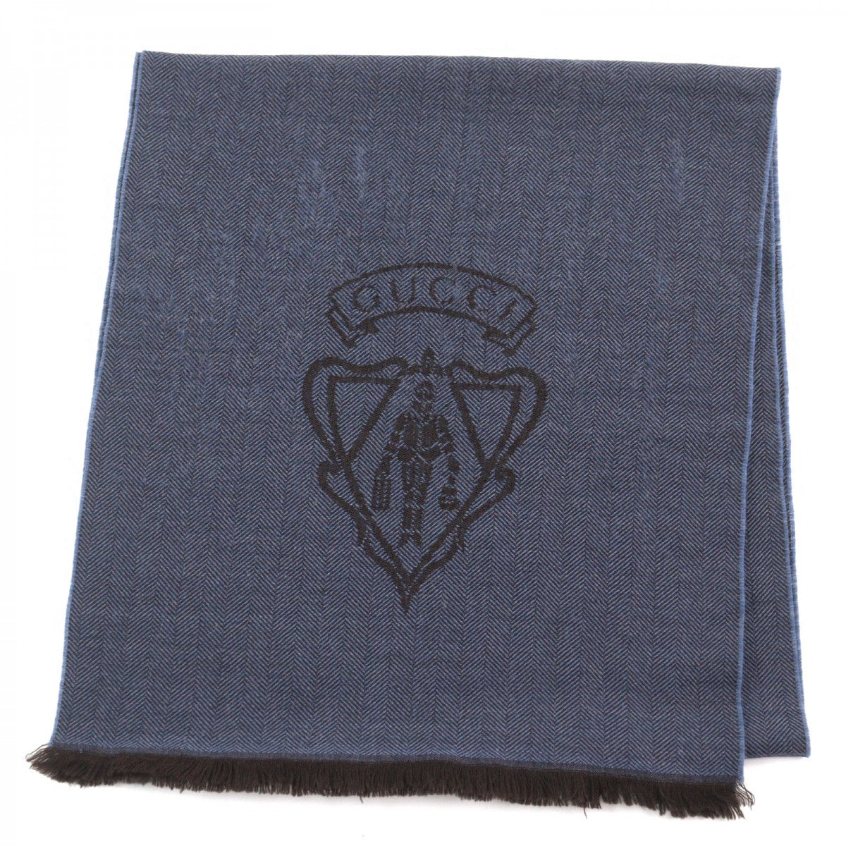 GUCCI Scarf 344993 Main: 100% wool Blue type Herringbone Pattern mens Used