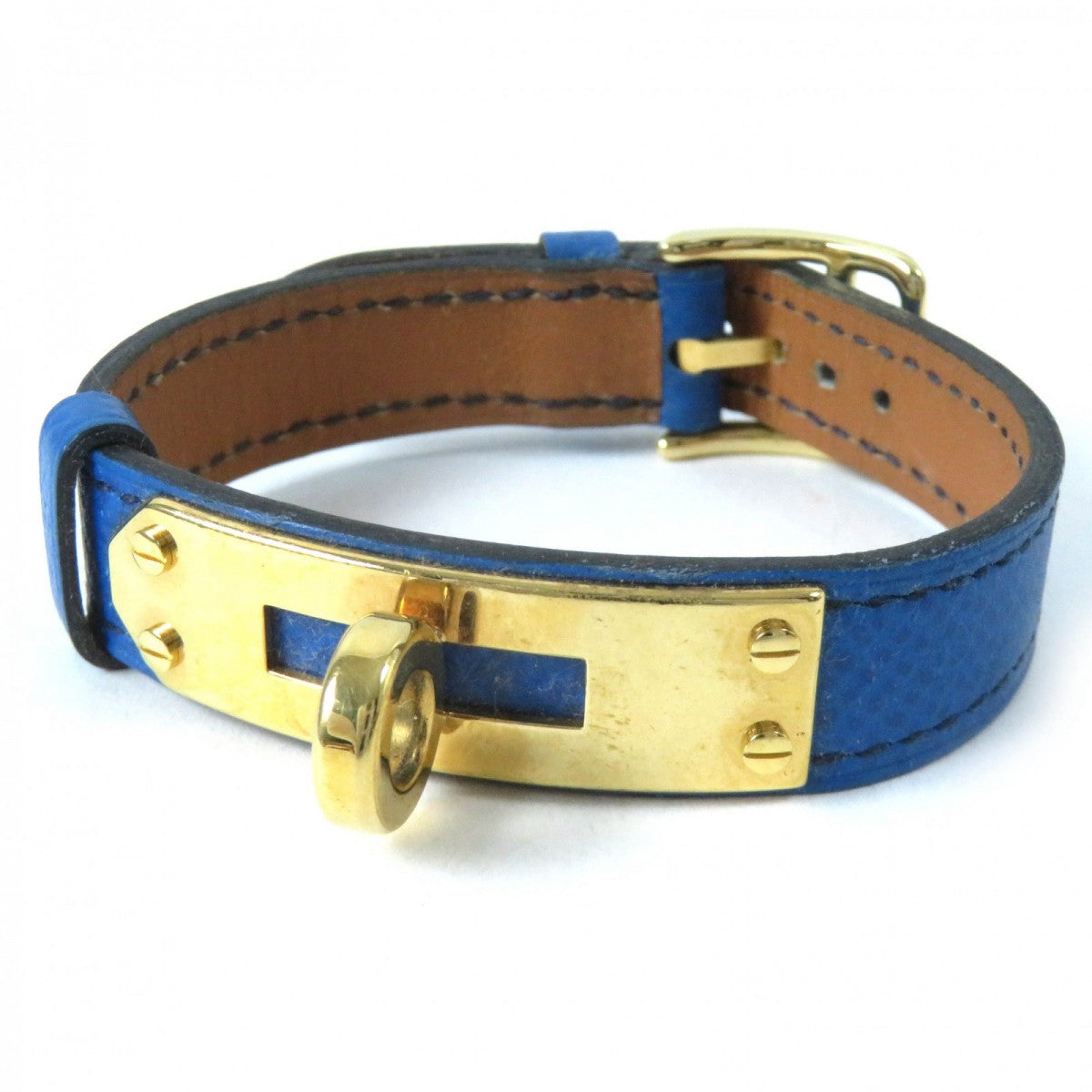 HERMES bracelet leather blue