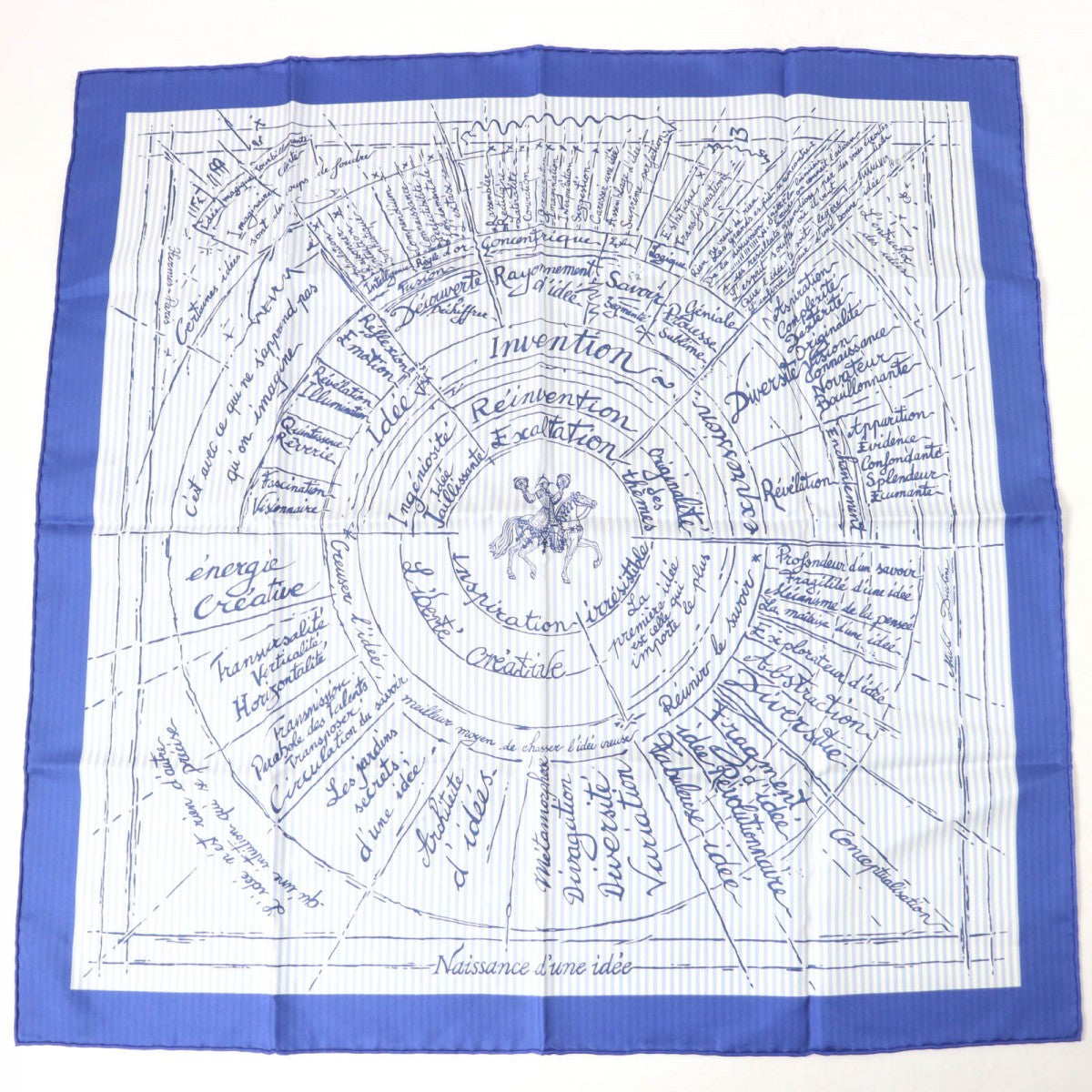 HERMES scarf Main: 100% silk Blue type Carre70 Caregean Naissance dune idee The birth of an idea Women Used