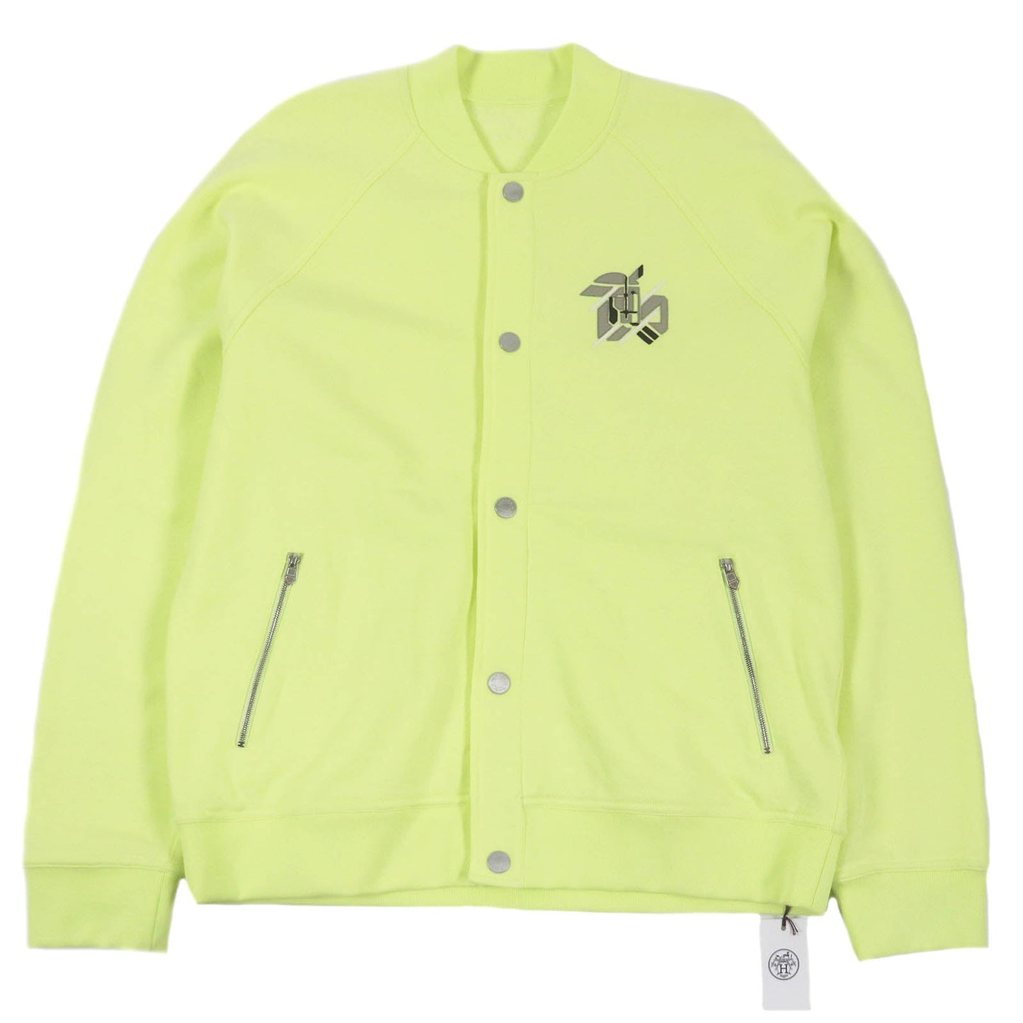 HERMES Blouson Main: 100% cotton, Part: 90% cotton, Part: 10% polyurethane, Leather part: sheepskin Light green Chevaux en Symetrie mens Used