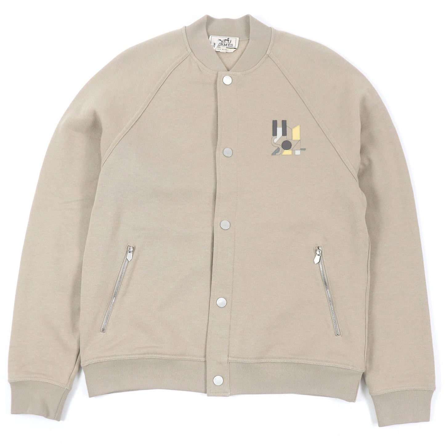 HERMES Stajan Main: 100% cotton, Part: 90% cotton, Part: 10% elastane (polyurethane), Leather part: Lambskin beige Jeu d'Adresse mens M Used