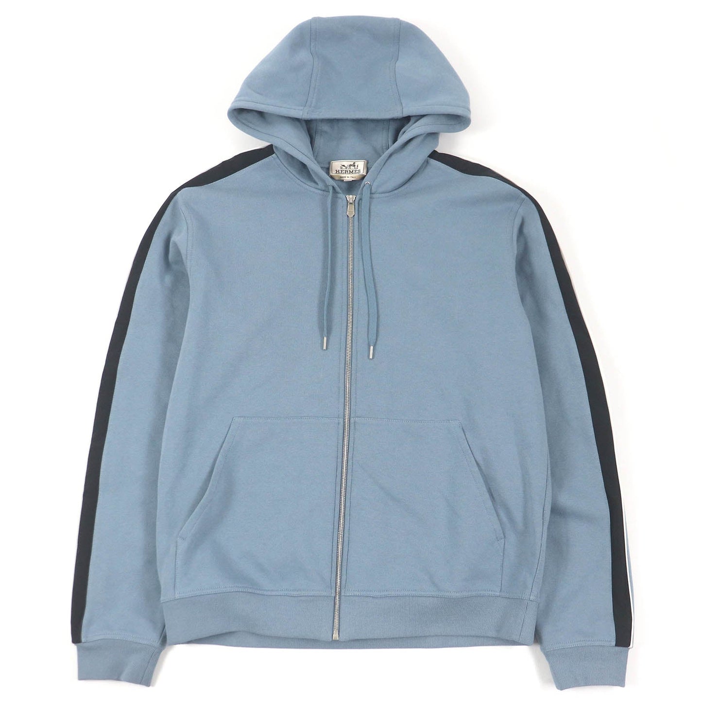 HERMES Hoodie Main: 100% cotton, part: 90% cotton, part: 10% polyurethane, part: 80% nylon, part: 20% polyurethane blue Run H mens L Used