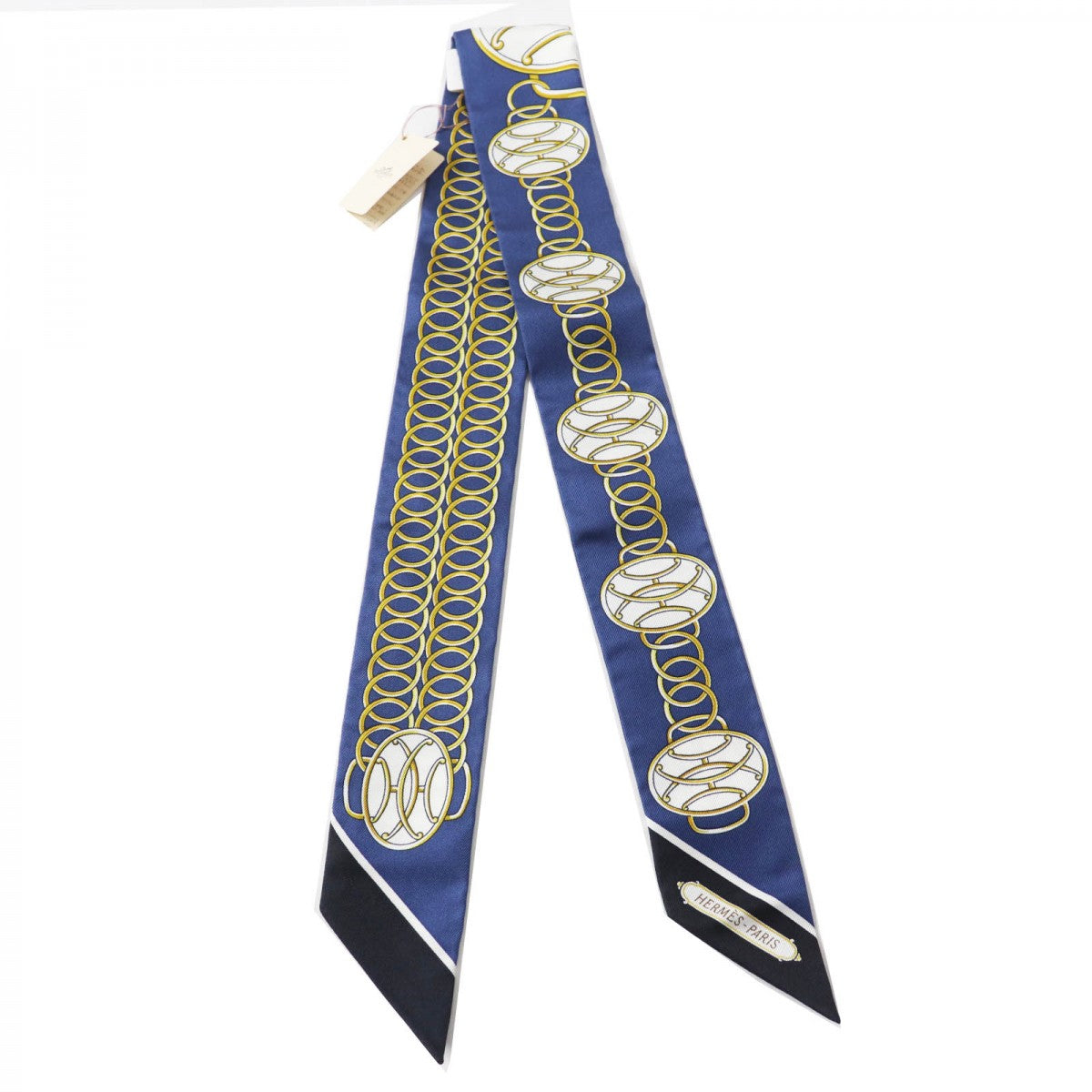 HERMES scarf Main: 100% silk Marine/Black/Gold Twilly Lift Profile Lift Profile Women Used