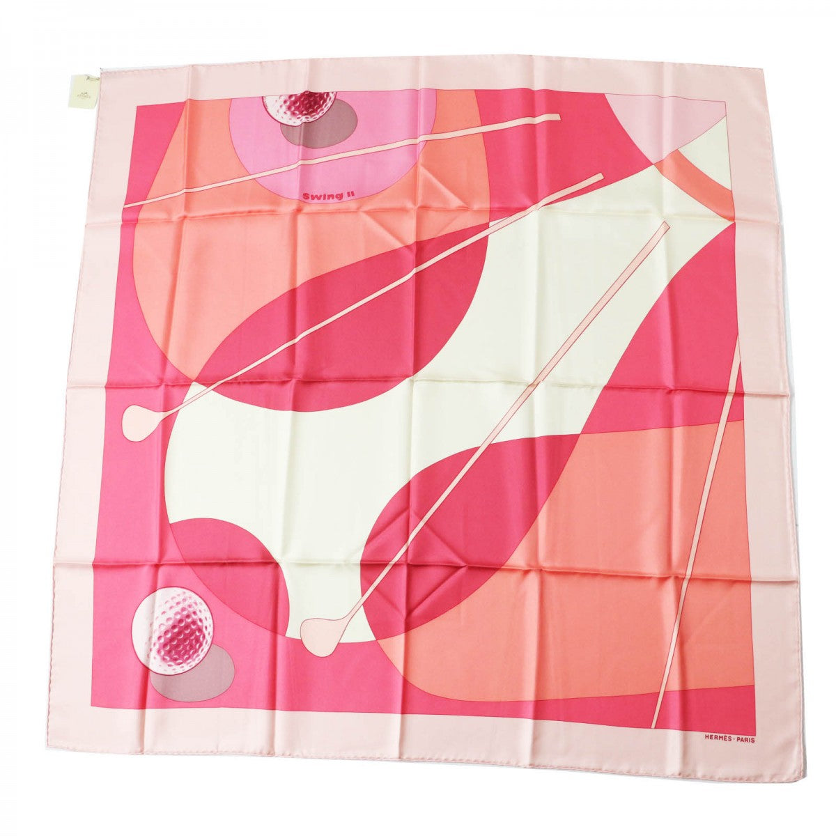 HERMES scarf Main: 100% silk ROSE PALE FRAMBOISE IVOIRE Carre90 SWING 2 Women Used