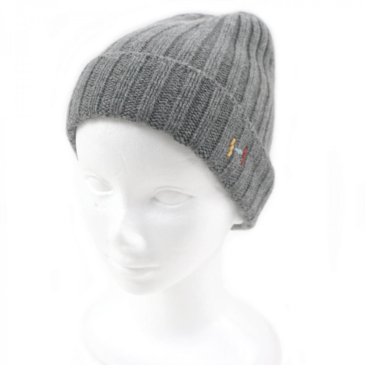 HERMES Knit cap Main: 80% cashmere, Main: 20% silk, Part: sheep leather gray mens M Used