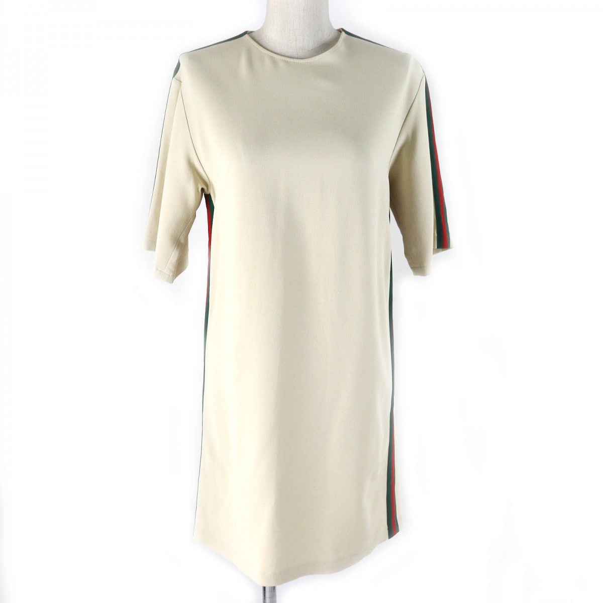 GUCCI one piece 528977 Outer: 97% rayon, Outer: 3% polyurethane, Part: 65% rayon, Part: 35% cotton Ivory Green Red Women 36 Used
