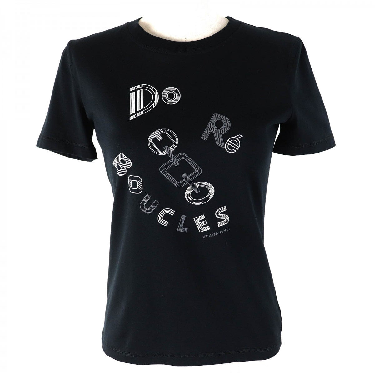 HERMES Short sleeve T-shirt 3H4611DL cotton black Do Re Boucles 34
