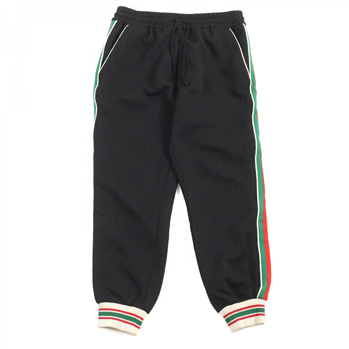 GUCCI Pants 663569 Main: 100% polyester, part: 55% polyester, part: 45% cotton, part: 100% nylon, part: 93% polyester Black type GG jersey jacquard jogging pants mens XS Used