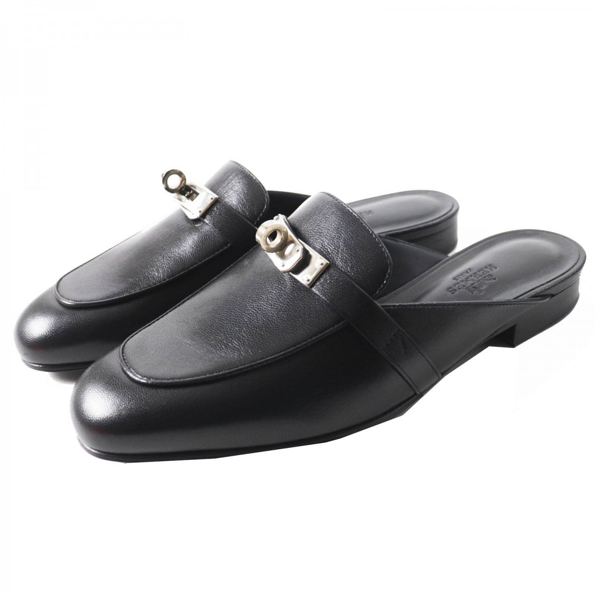 HERMES Mule leather black Oz 36