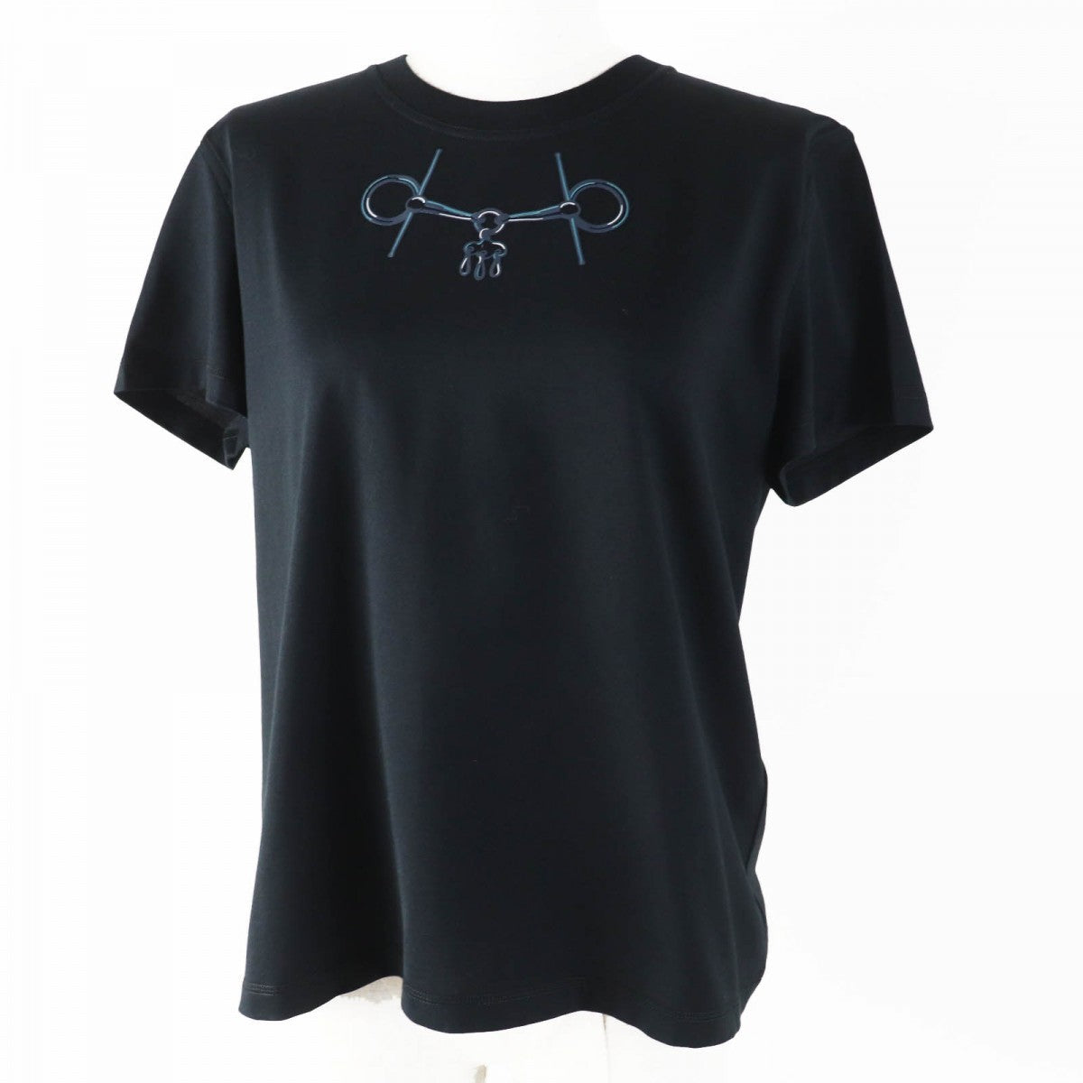 HERMES Short sleeve T-shirt 4H4643DA cotton black Cartouche Mall 42
