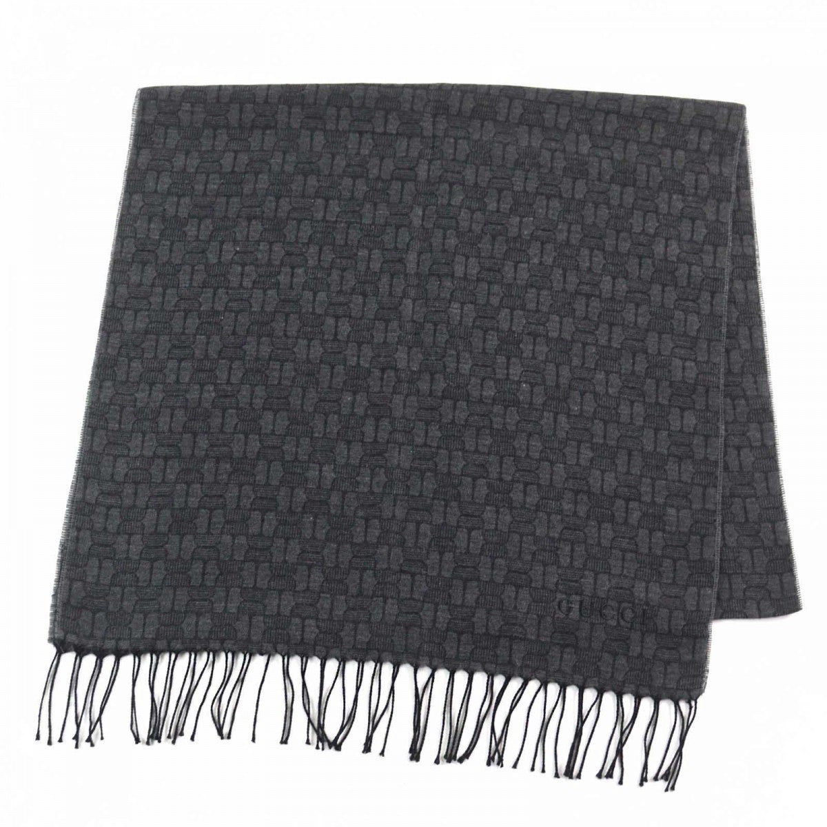 GUCCI Scarf cashmere Gray type All-over pattern