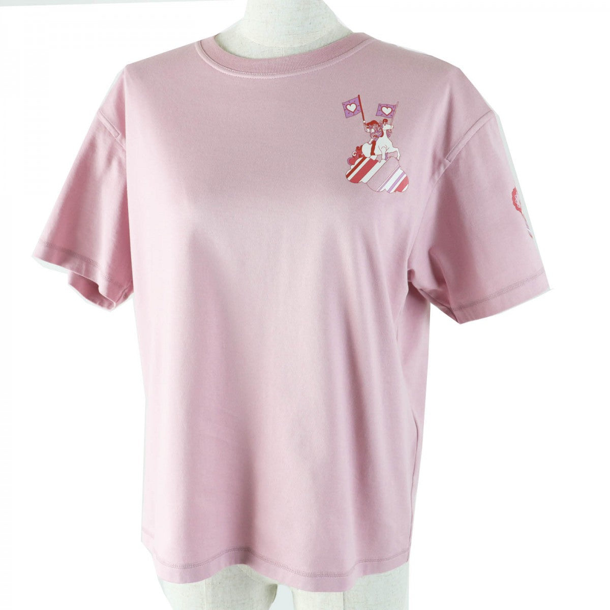 HERMES Short sleeve T-shirt 2E4602DU cotton Dusty Pink Cartouche Micro T-shirt 36