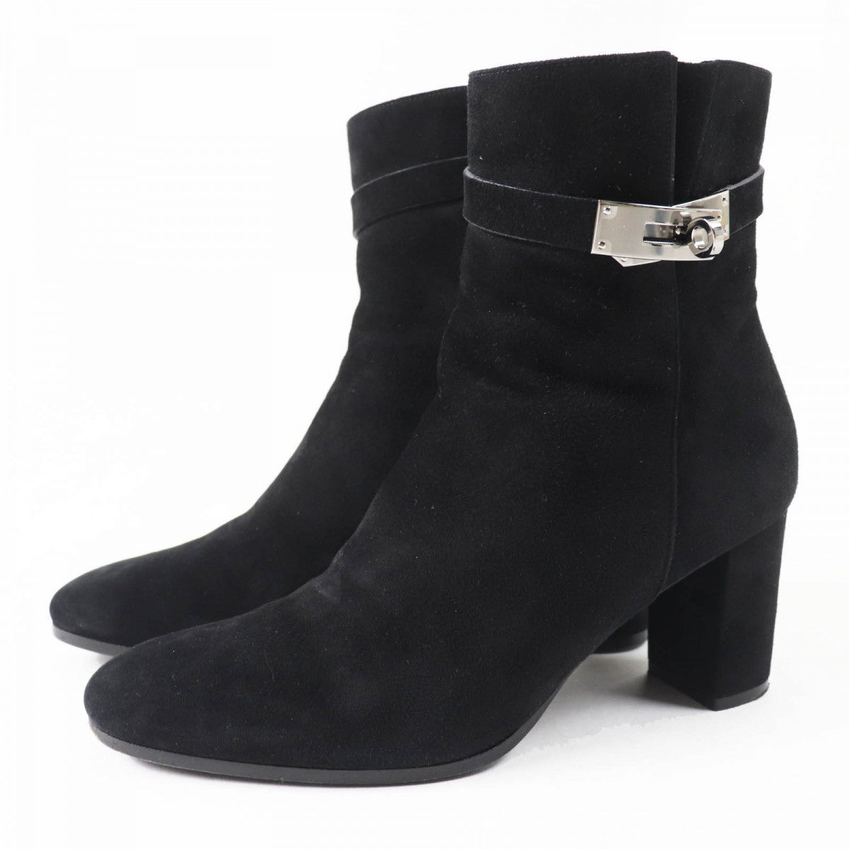 HERMES short boots Suede leather black Saint Germain 38.5