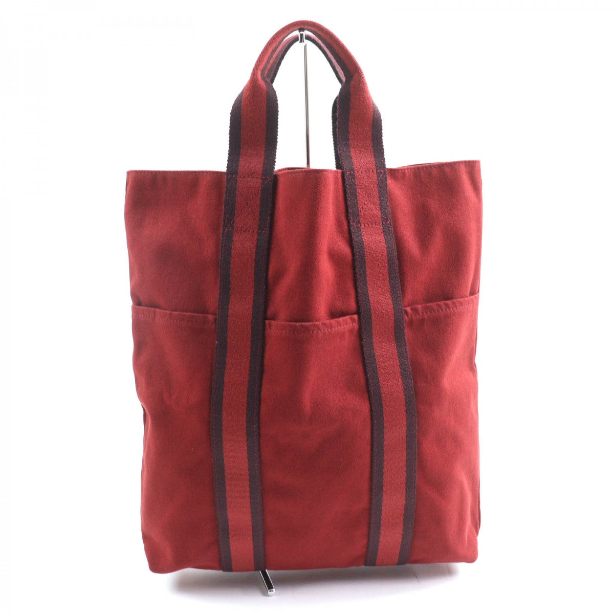 HERMES Tote Bag cotton Bordeaux Fool Toe Kabas