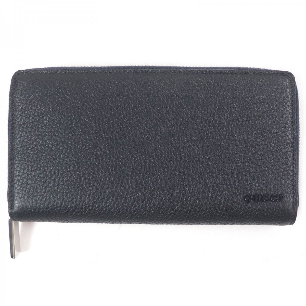GUCCI Long Wallet Purse 817044 leather dark blue Zip Around Wallet Oatmeal Interior