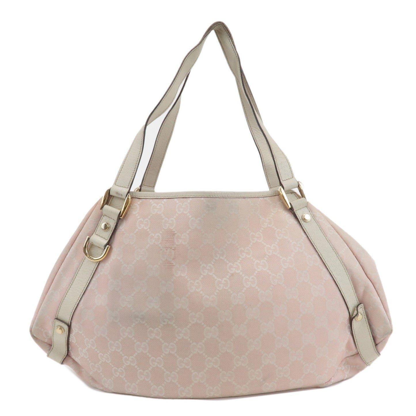 GUCCI Abbey GG Canvas Leather Tote Hand Bag Pink Ivory 130736