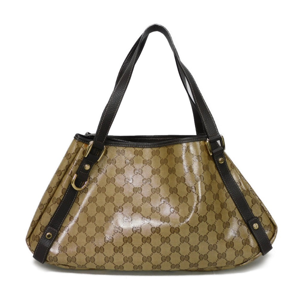 GUCCI Tote Bag 293578 GG Crystal Canvas (Plastics finish) beige Brown Plastics Coated Shoulder Bag GG Crystal Tote unisex(Unisex) Used