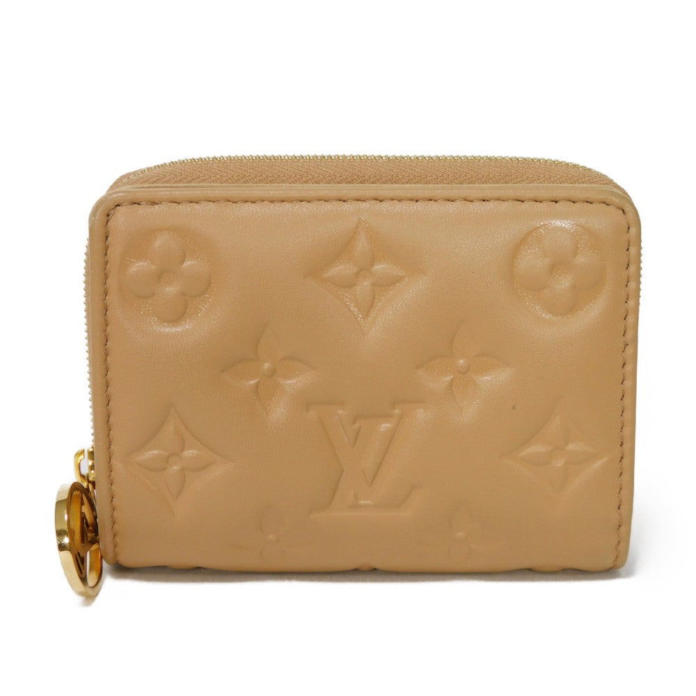 LOUIS VUITTON Bifold Wallet M81673 Lamb leather (monogram type push) x calf leather Camel Monogram emboss Portefeuille Lou