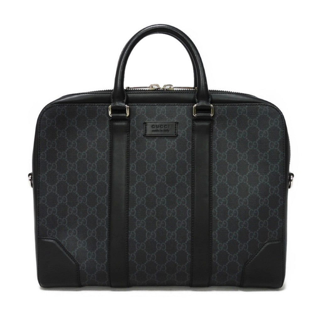 GUCCI Business bag 474135 GG Supreme canvas (polyurethane processing) x Calfskin leather black logo embossed leather patch GG Supreme Briefcase