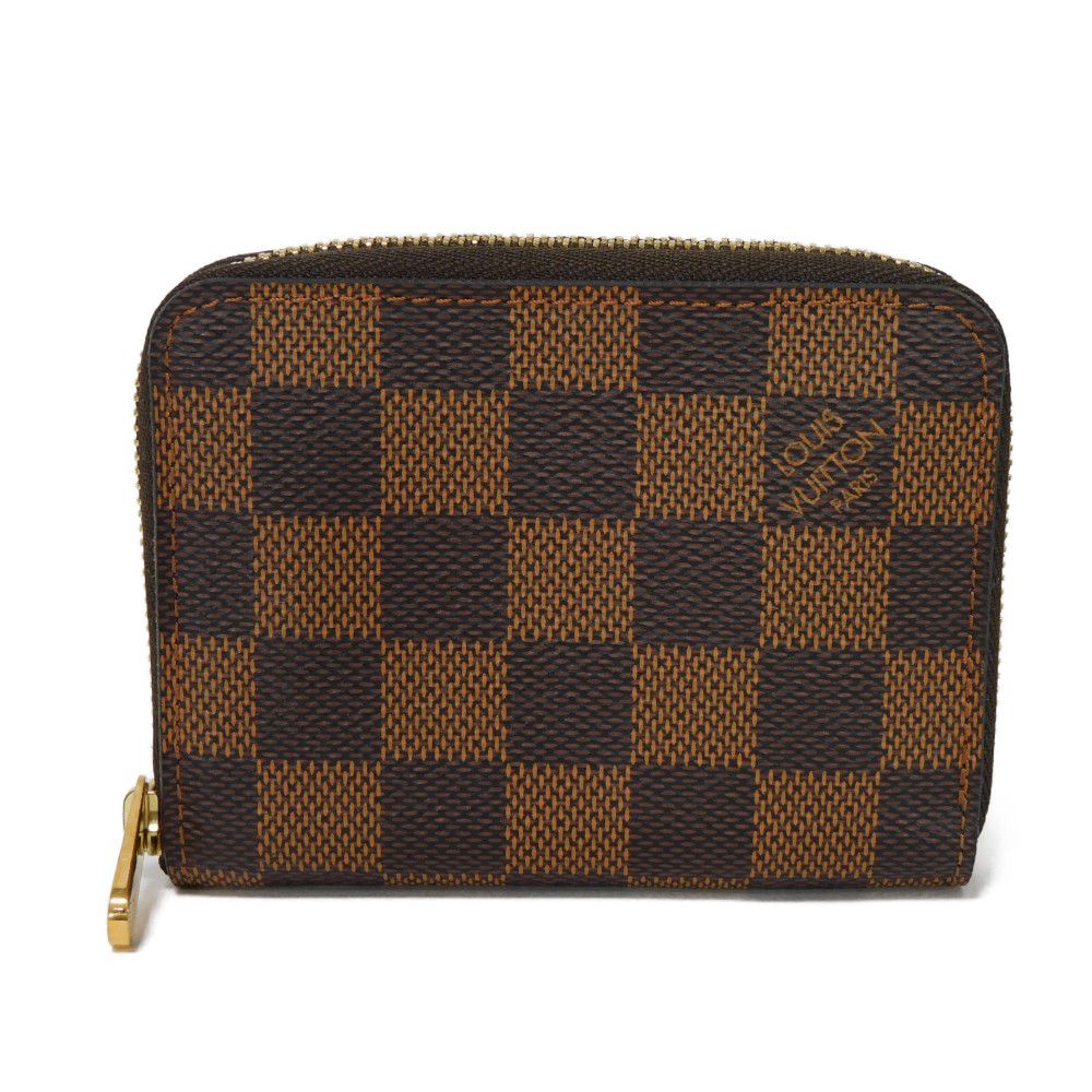 LOUIS VUITTON Coin case N63070 Damier canvas x grain leather (embossed) Ebene Damier Zippy coin purse