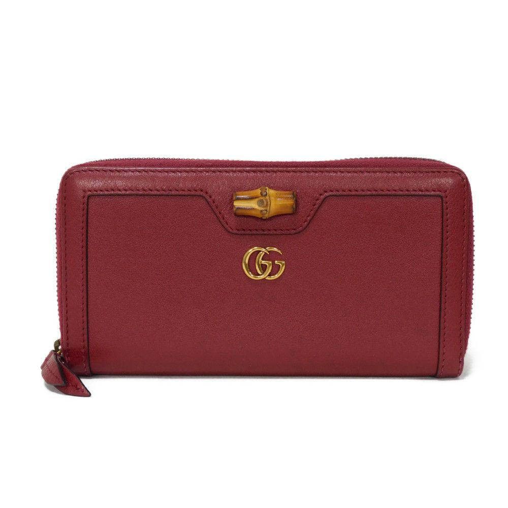 GUCCI Long Wallet Purse 658634 17Q0T 6207 Smooth Calfskin Leather Rosso Ancora GG Marmont Diana zip around wallet
