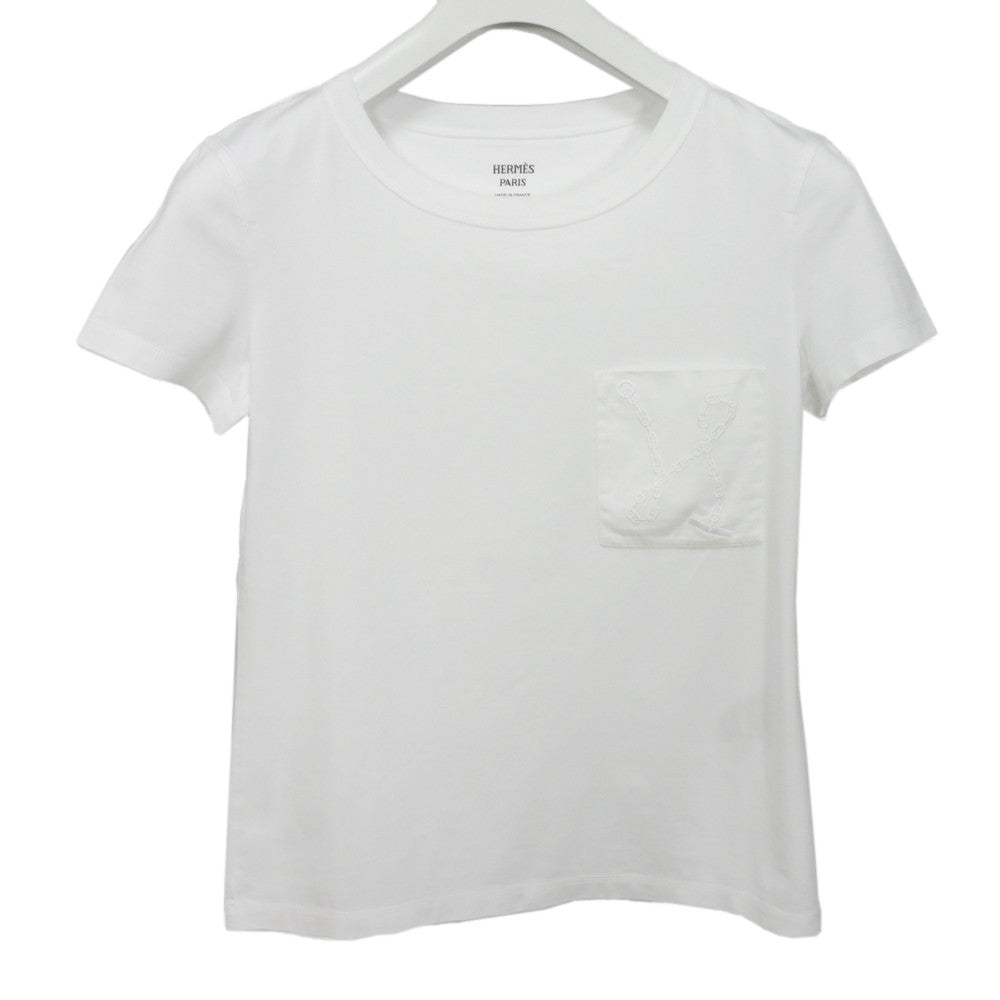 HERMES Short sleeve T-shirt cotton white Anchor Chain Pocket Chene Dunkle Crewneck 34