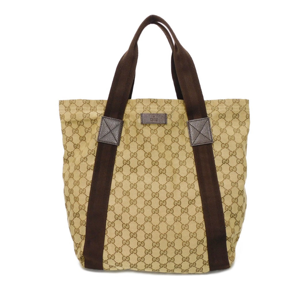 GUCCI Tote Bag 189669 GG canvas x calf leather (embossed) beige Logo embossing GG canvas tote