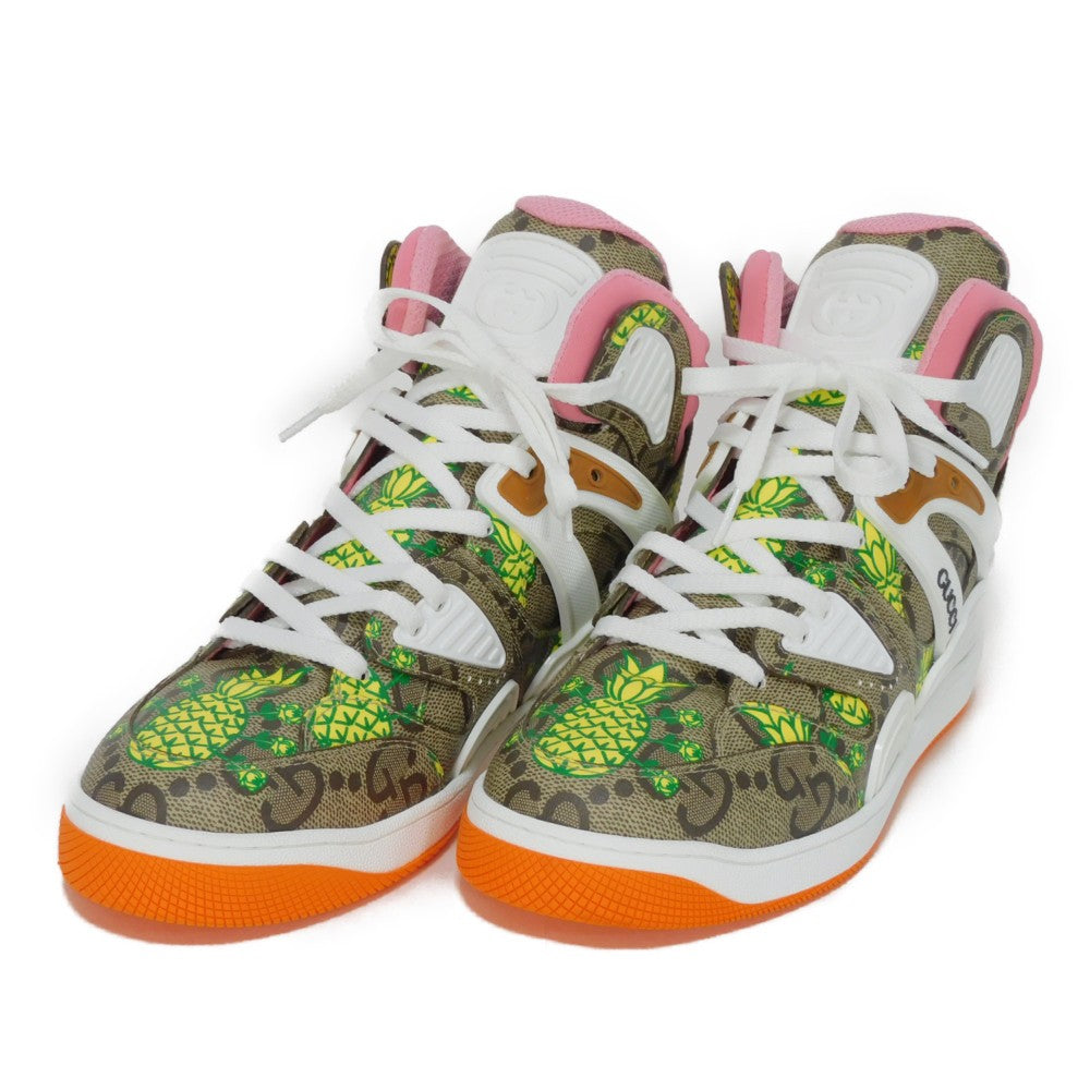 GUCCI sneakers 673029 GG canvas x rubber multicolor GG Supreme Pineapple Rose High Top mens Used