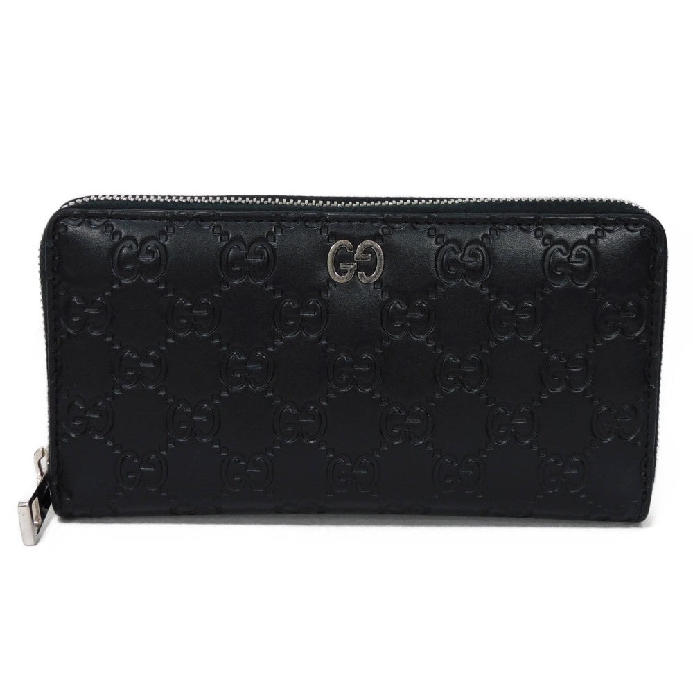 GUCCI Long Wallet Purse 473928 CWC1N 1000 Signature leather black GG Shima Durian zip around wallet mens Used