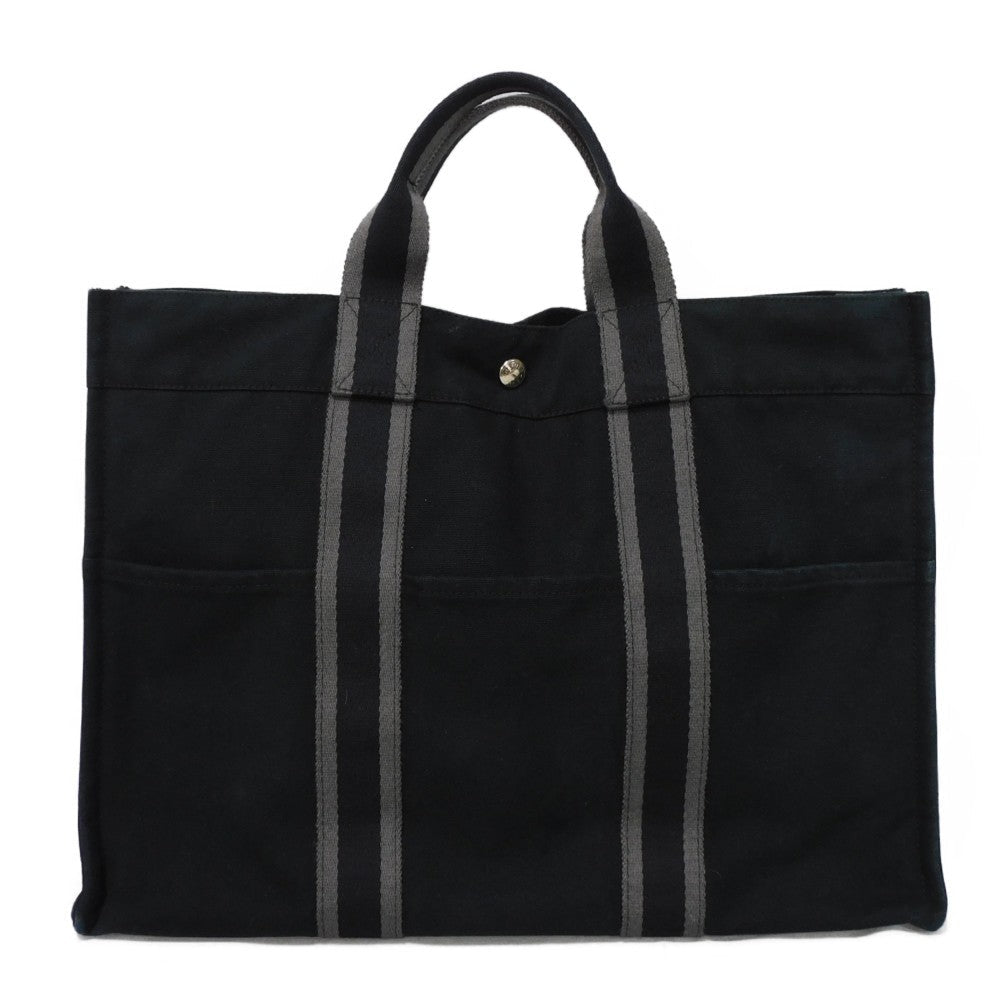 HERMES Tote Bag cotton Black x gray Serie button Fool Toe MM mens(Unisex) Used