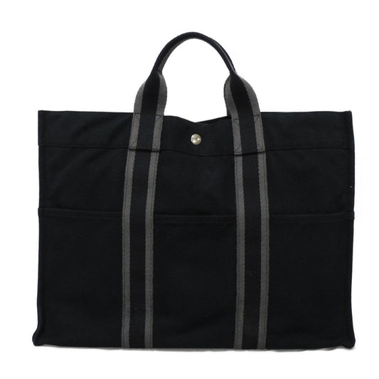 HERMES Tote Bag cotton Black x gray Serie button Fool Toe MM mens(Unisex) Used