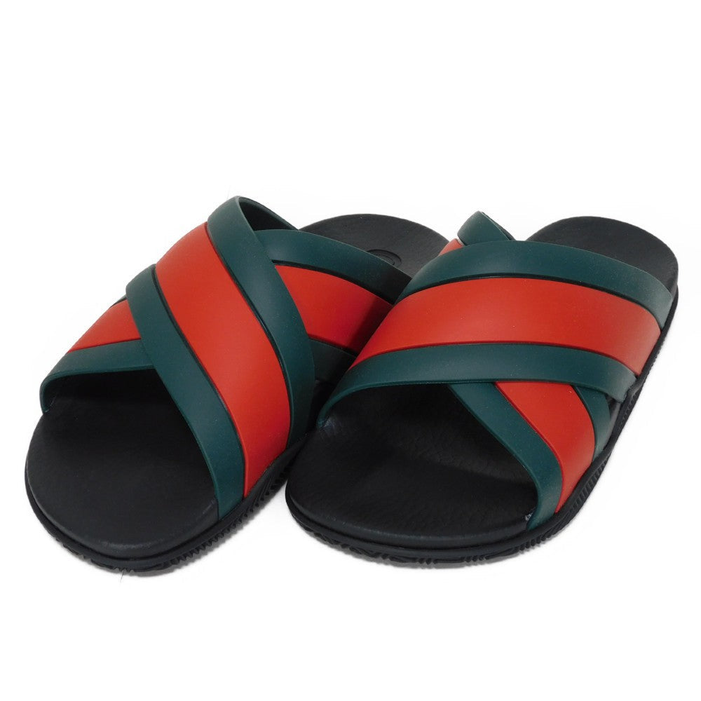 GUCCI Sandals 627820 J8700 8460 rubber Green x Red x Black Sherry line Web stripe slide sandals Women 39 Used