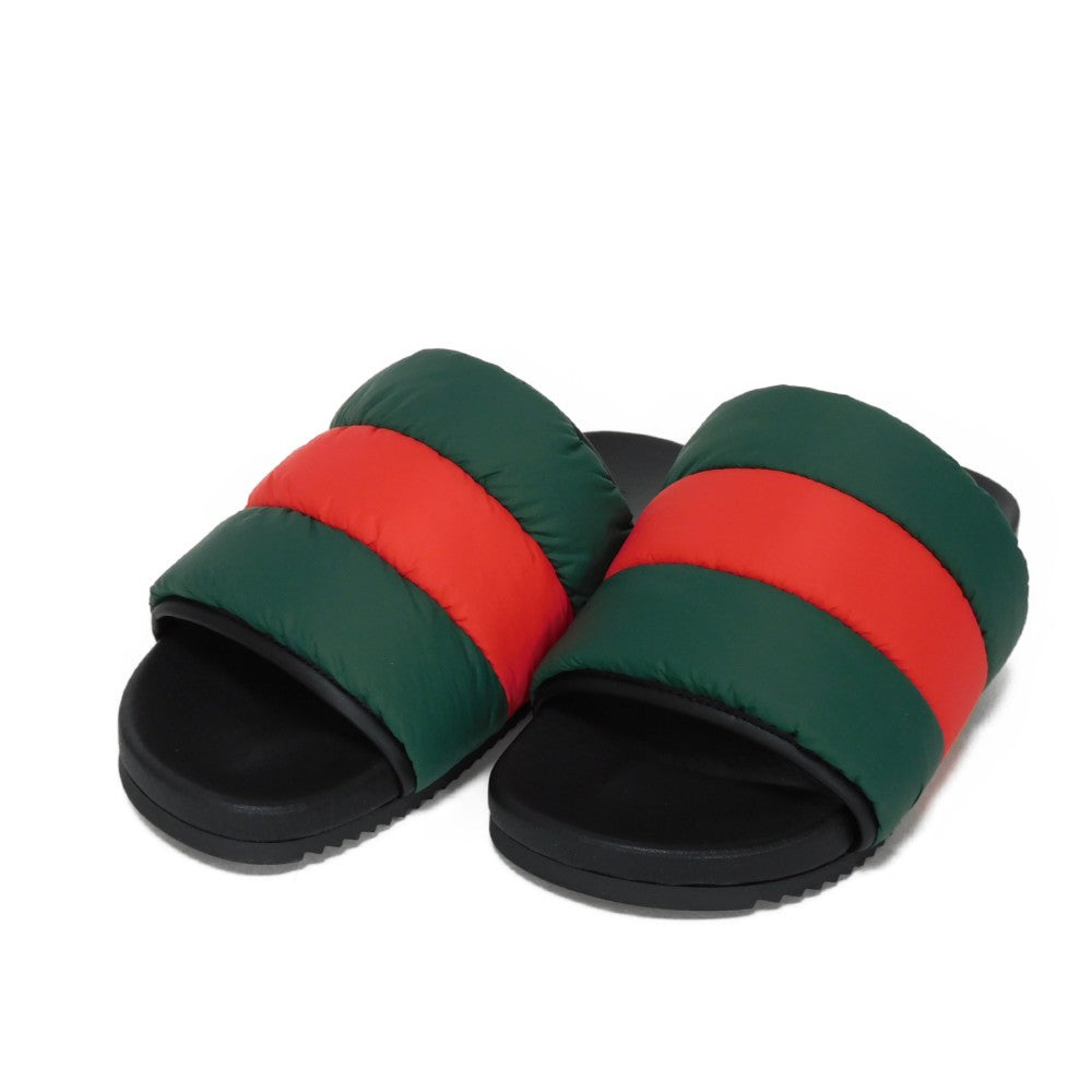 GUCCI Sandals 700320 UFR30 3060 Nylon, Rubber Green x Red x Black Sherry line Padded Web Slides Women 39 Used