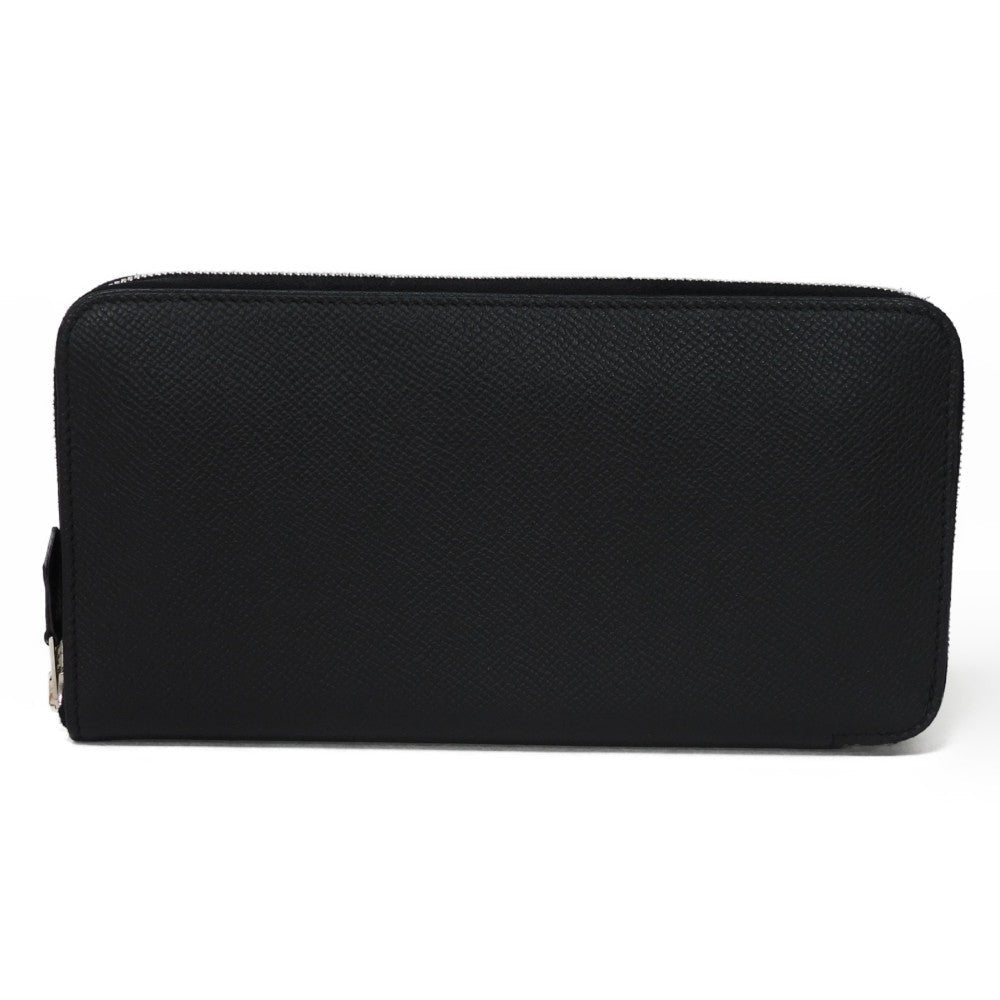HERMES Long Wallet Purse Epsom black All leather Azap Long Classic mens(Unisex) Used